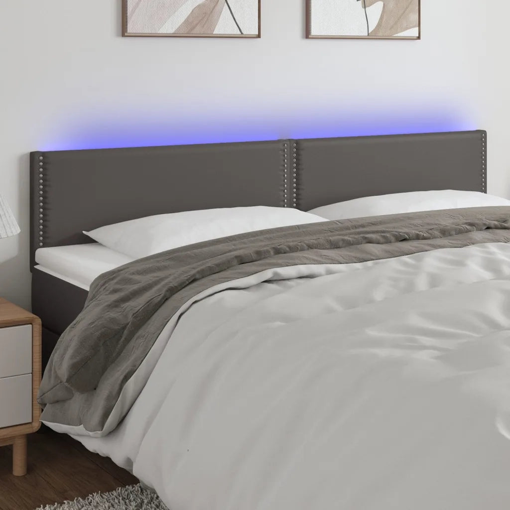 Testiera a LED-Testata con LED Grigio 200x5x78/88 cm in Similpelle 222029