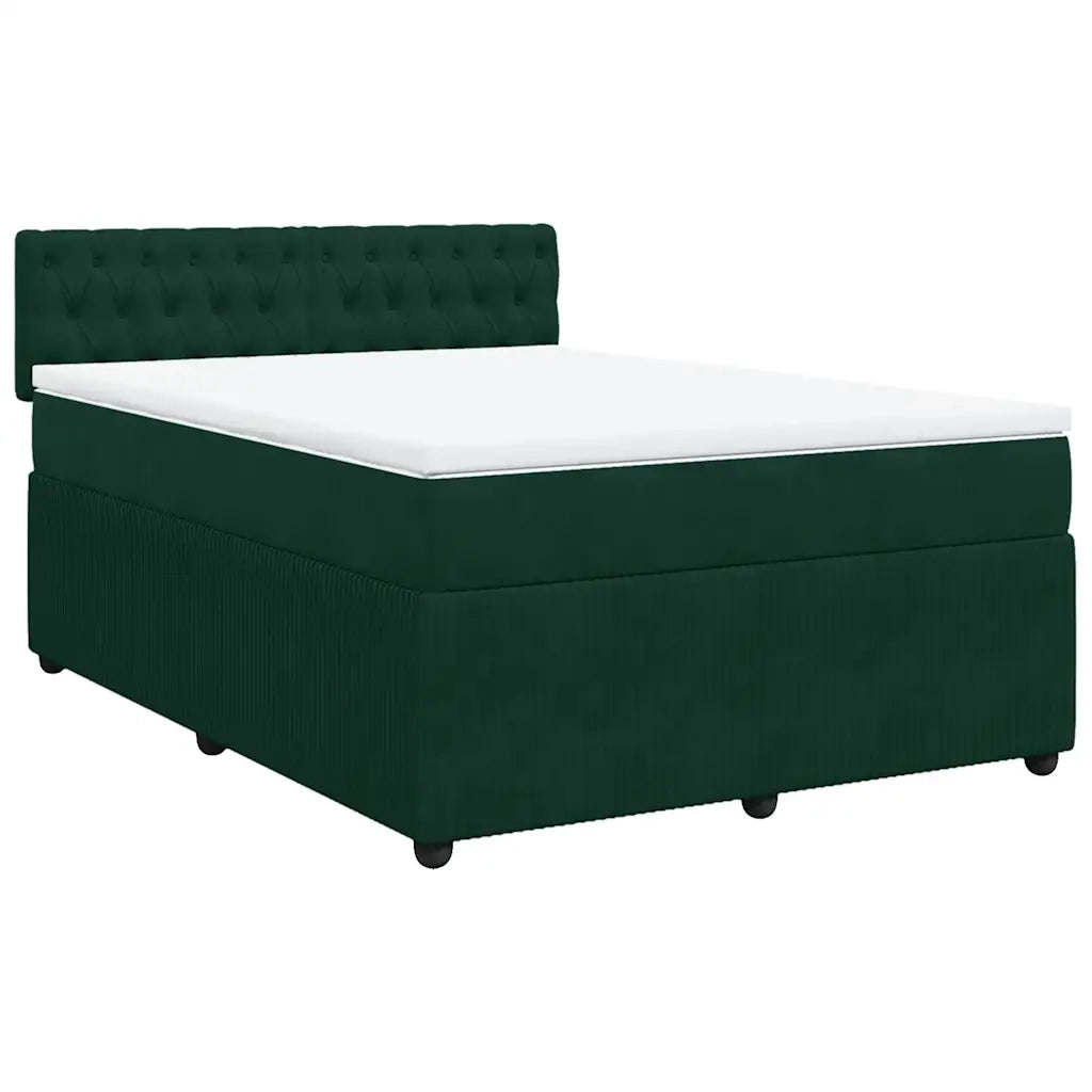 Giroletto a Molle con Materasso Verde Scuro 160x200 cm Velluto 3290091