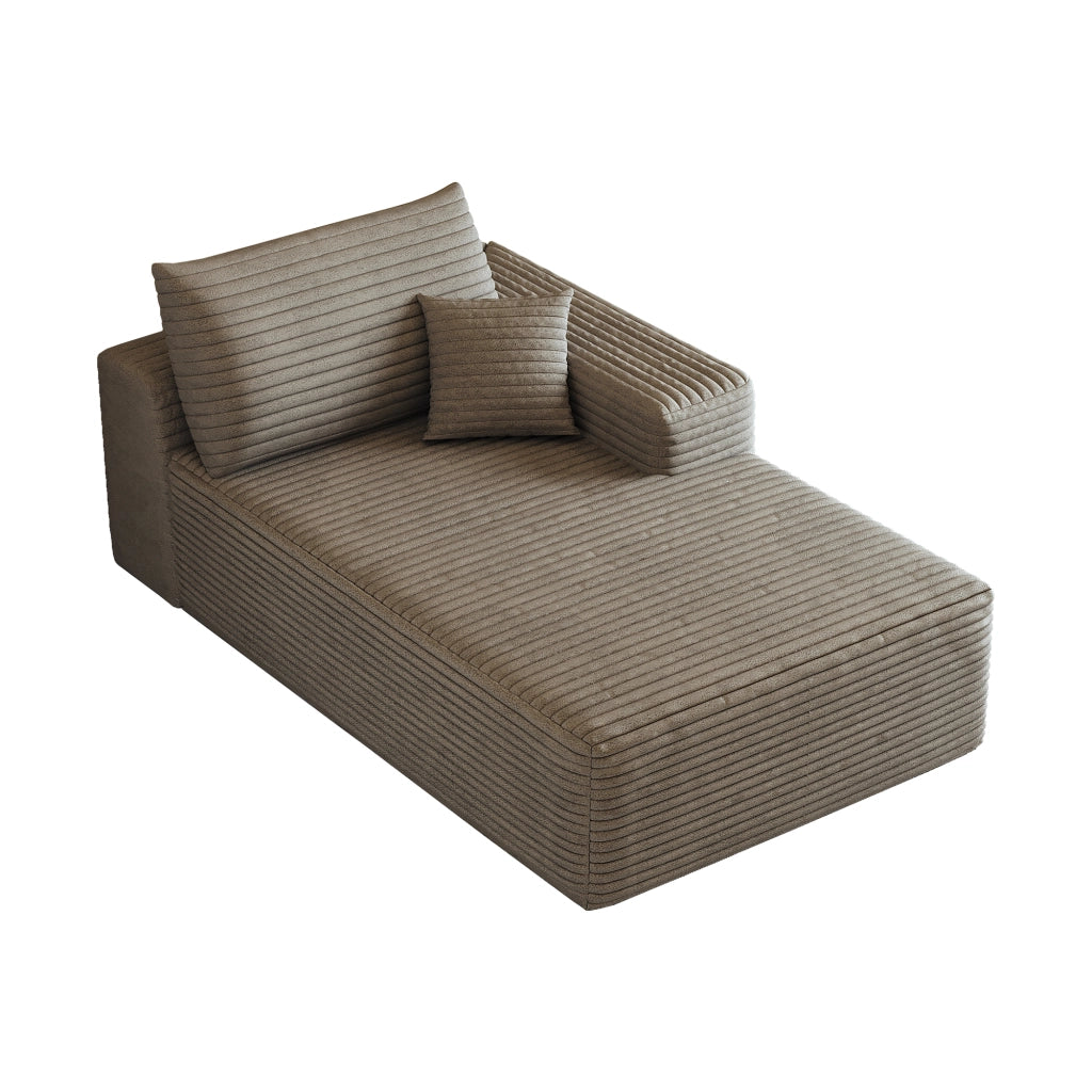 DIVANO LETTO Chaise longue reversibile in tessuto Camel