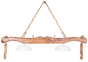 Biscottini Giogo lampadario in legno massello di tiglio finitura noce chiaro Made in Italy