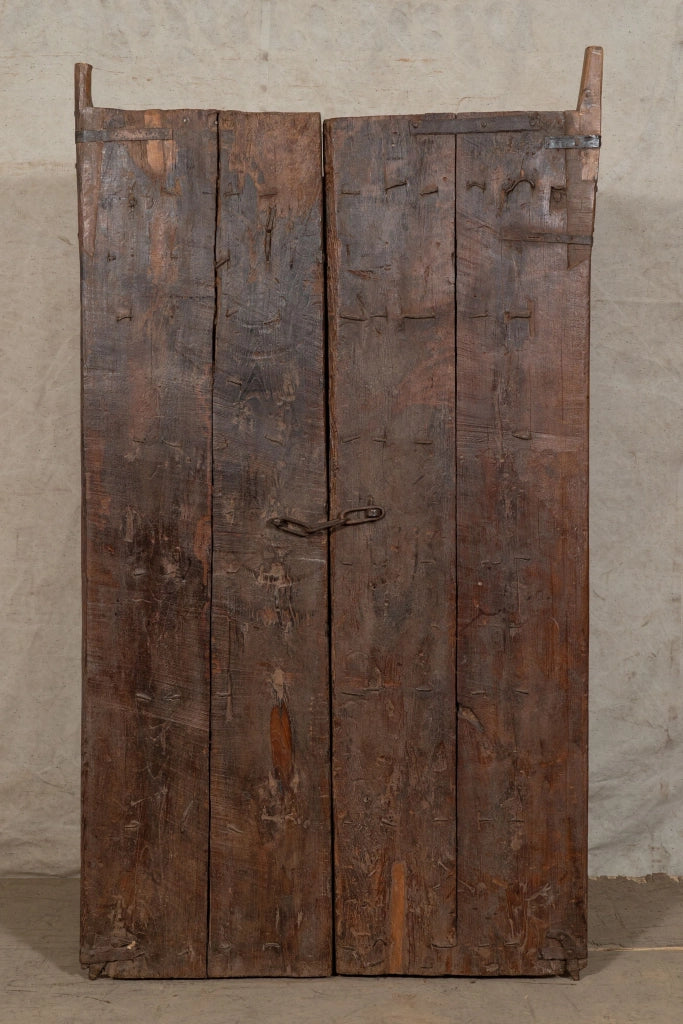 Biscottini Porta portone in legno massello e ferro da interno o da esterno vecchia e antica medievale scorrevole