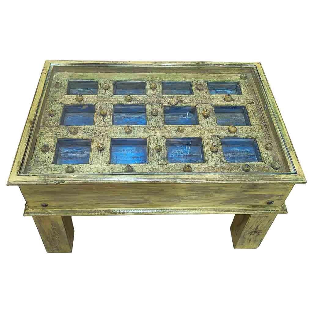 Tavolino da caffè in legno fatto a mano 77x56x45h cm