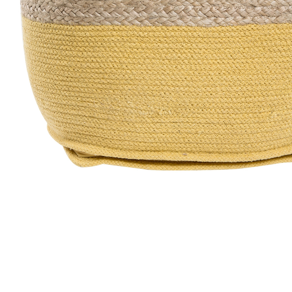 Pouf ottomana giallo iuta perline EPS riempimento quadrato 44 x 44 cm stile boho