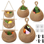 Cestino per la parete 3 pannelli - Raccogli rifiuti decorativo bohemien - Incluso con ganci - Risparmia spazio