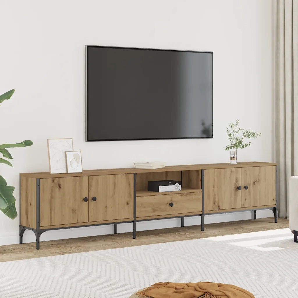 Mobile TV Cassetto Rovere Artigianale 200x25x44cm in Truciolato