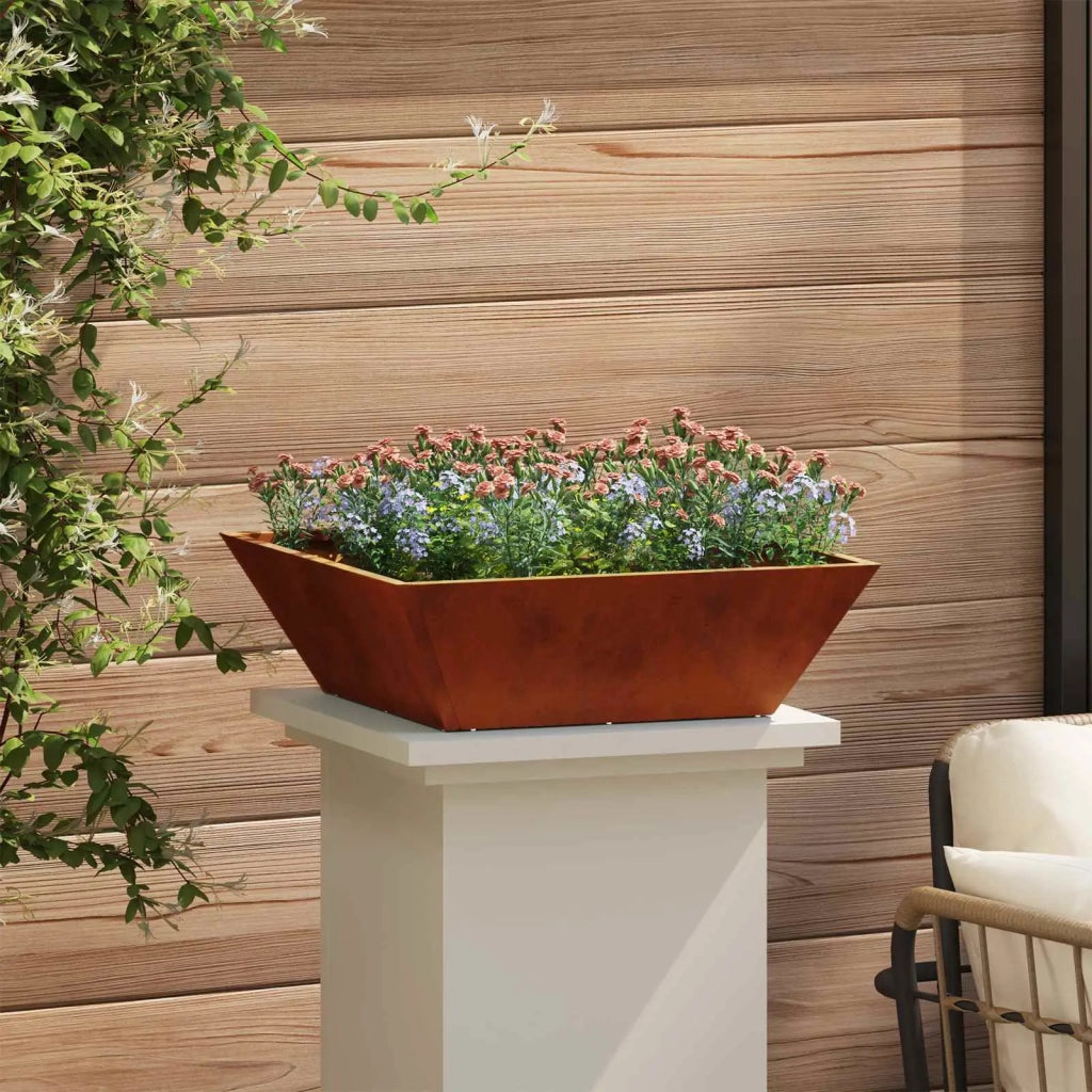 Fioriere | Cassetta per fiori | Vaso da giardino Ruggine 50 x 50 x 15 cm
