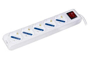 PRESA MULTIPLA LINK 5 SCHUKO/10A INTERRUTTORE CAVO 1,5MT BIANCA