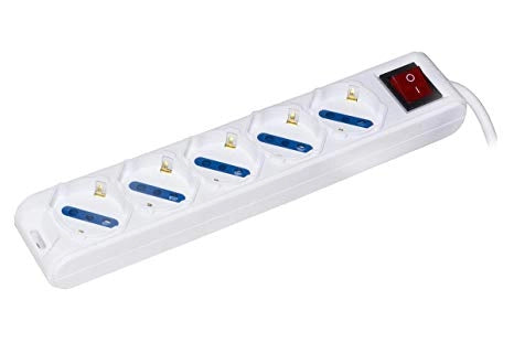 PRESA MULTIPLA LINK 5 SCHUKO/10A INTERRUTTORE CAVO 1,5MT BIANCA