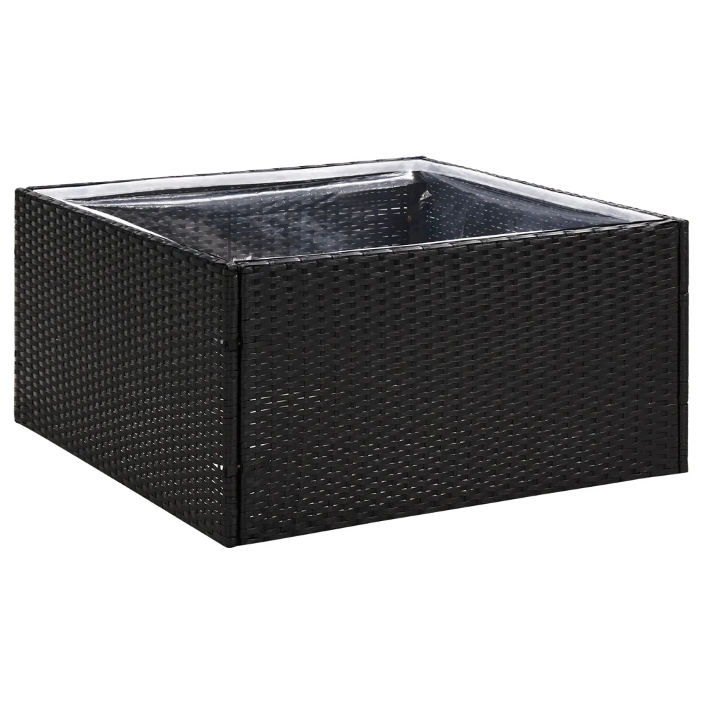 Fioriera | Cassetta per fiori | Vaso da Giardino Nero 80x80x40 cm in Polyrattan