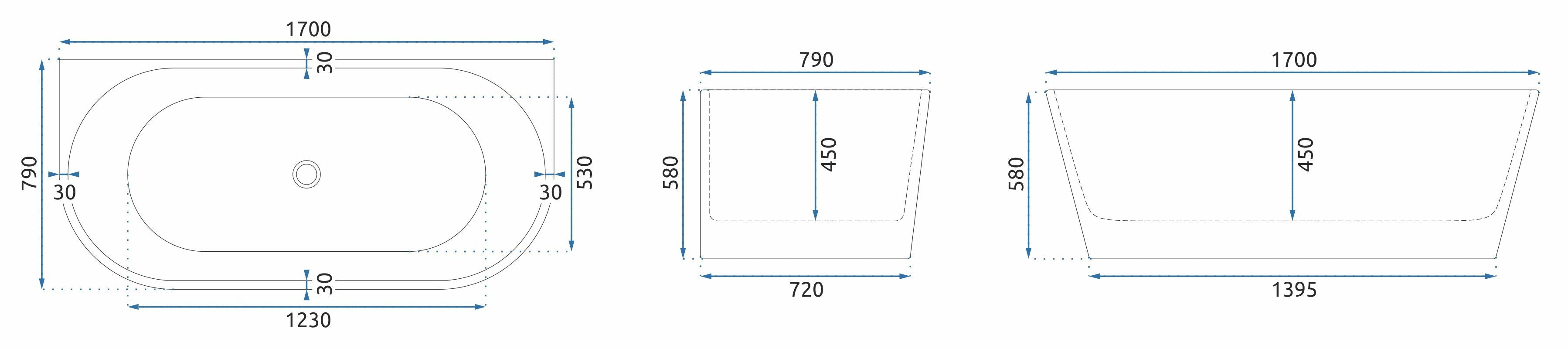 Vasca Bagno A Parete Olimpia 170cm