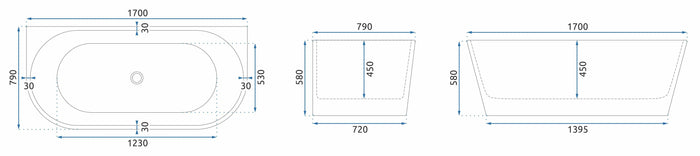 Vasca Bagno A Parete Olimpia 170cm