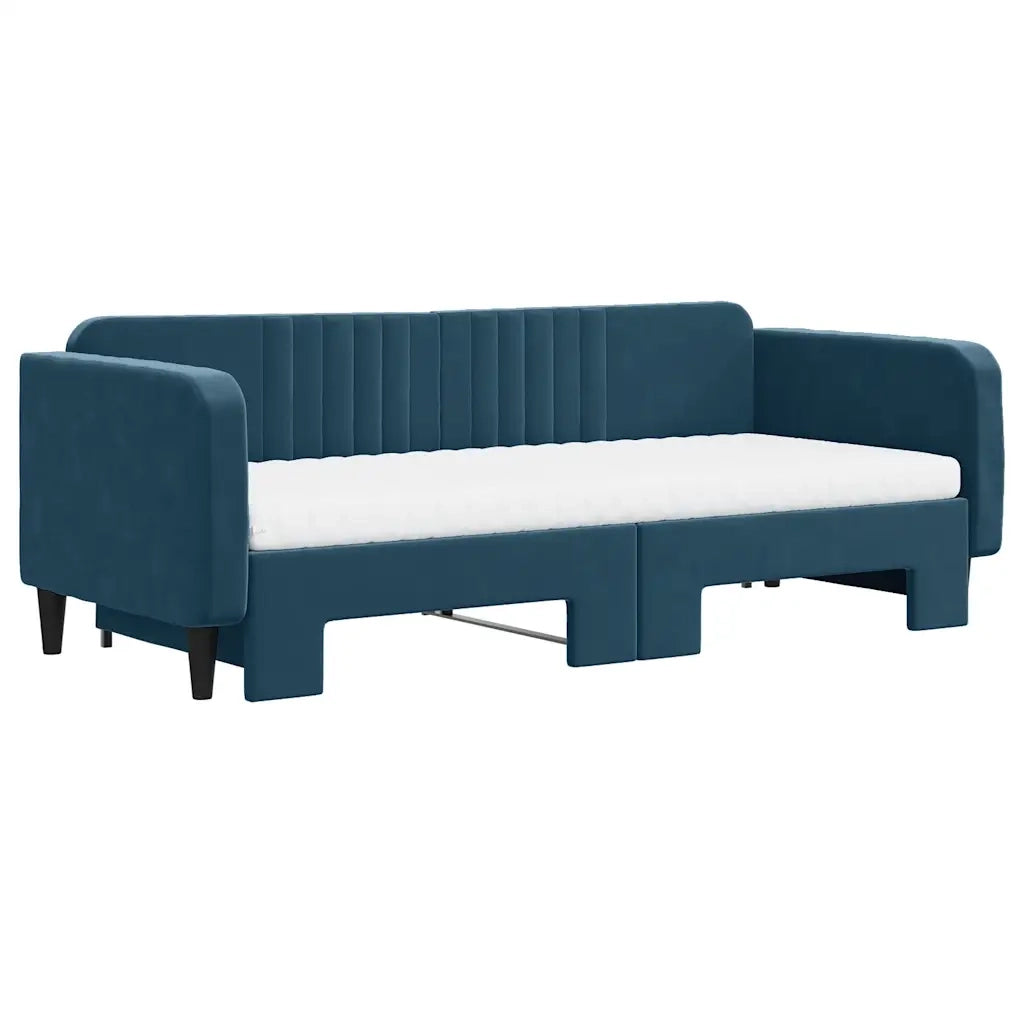 Divano Letto Estraibile con Materassi Blu 90x200 cm Velluto 3197086