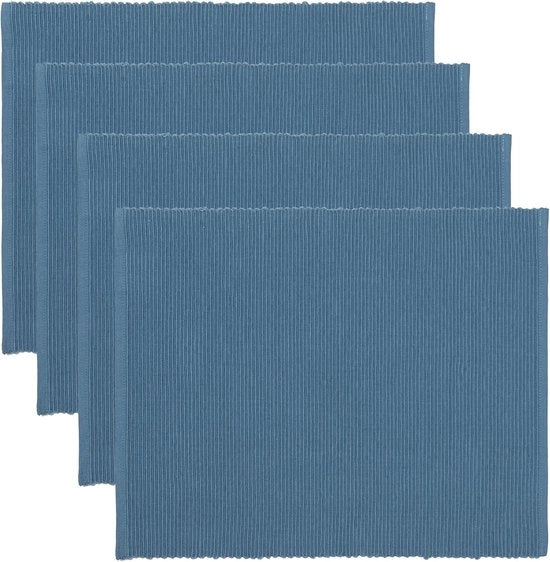 Set di 4 piatti per tavola da pranzo 35 x 46 cm, 100% cotone a maglie, lavabile in lavatrice, colore blu scuro