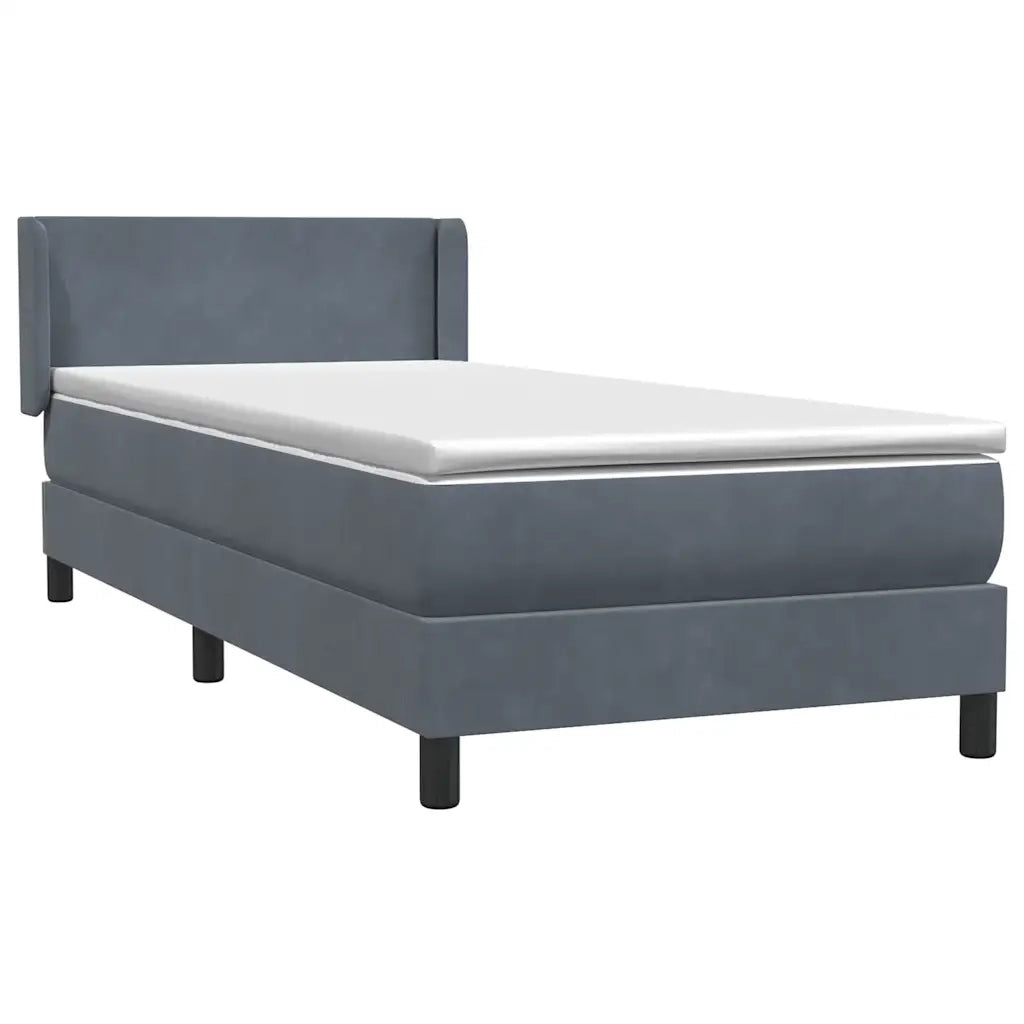 Giroletto a Molle con Materasso Grigio Scuro 90x220 cm Velluto 3317974