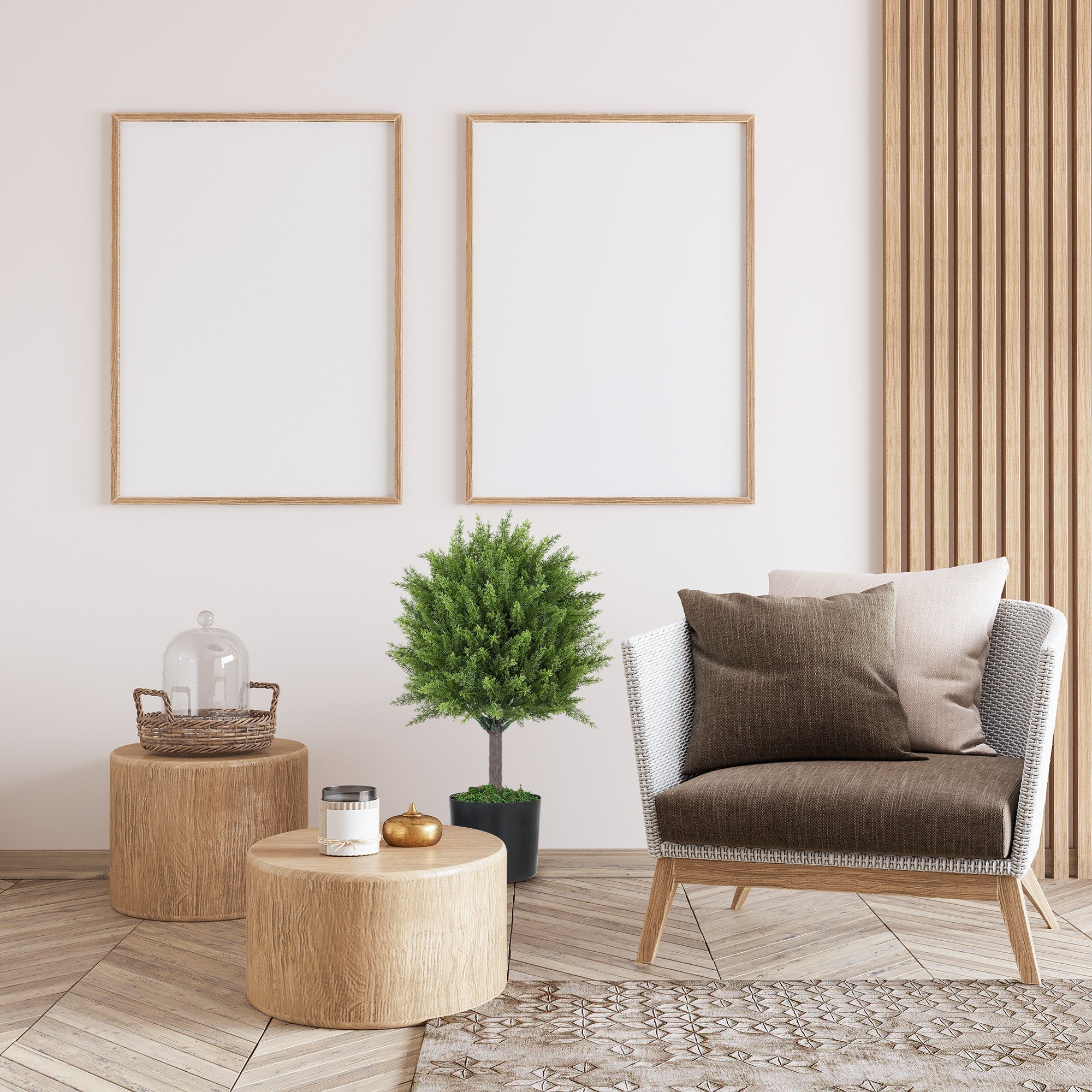 Pianta Artificiale di Albero Cedro 55A cm con Vaso Incluso per Interno ed Esterno Verde