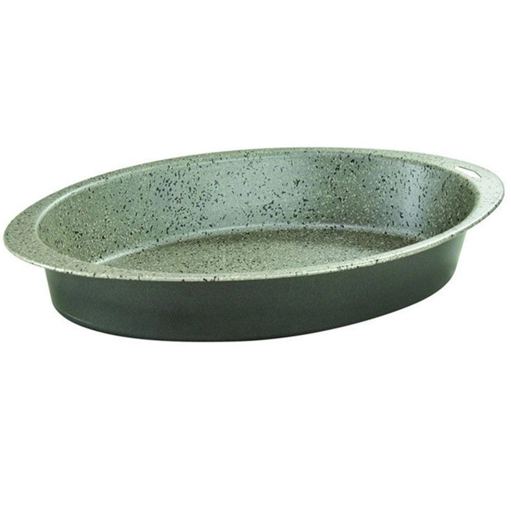 Trade Shop - Teglia Ovale Per Forno 35 X 23 X H6 Cm In Alluminio Antiaderente Antigraffio 037081m -