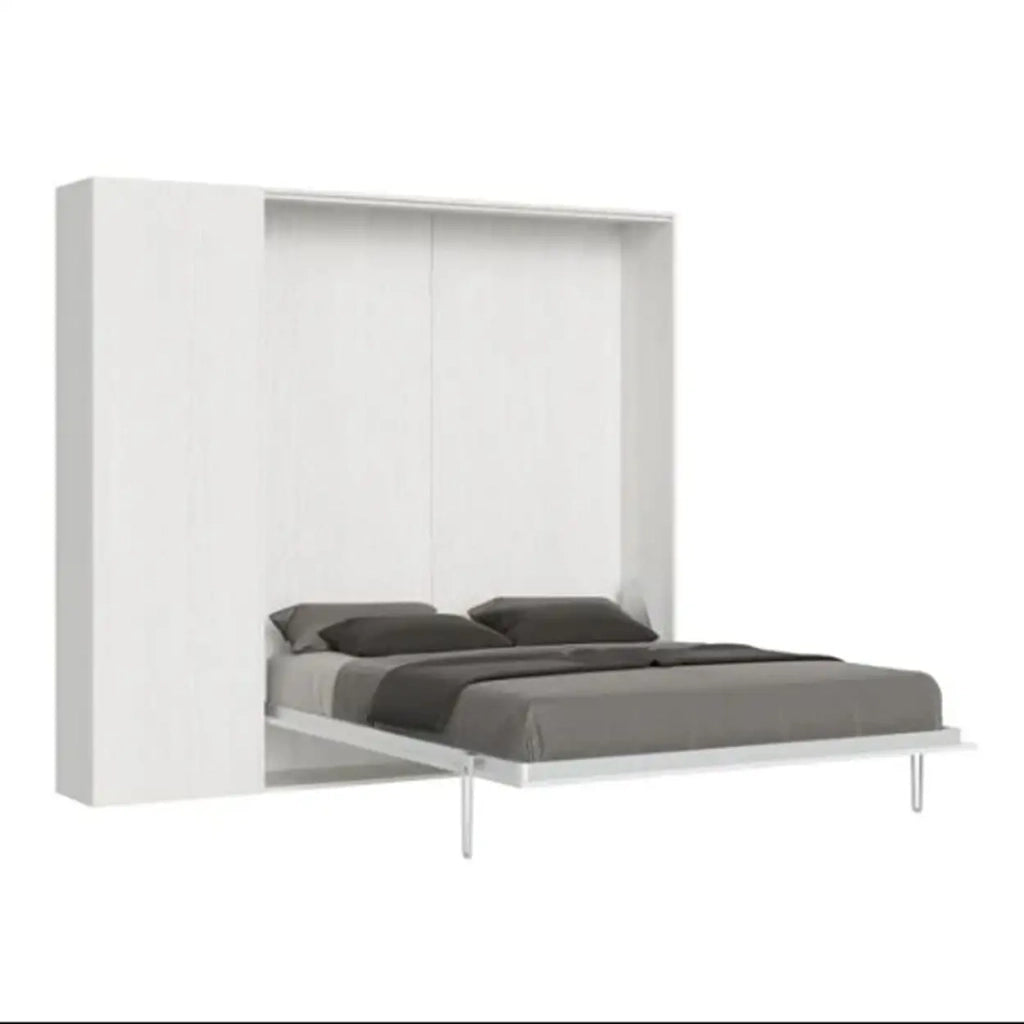 Letto matrimoniale a scomparsa 160 Kentaro con colonna bianco frassino