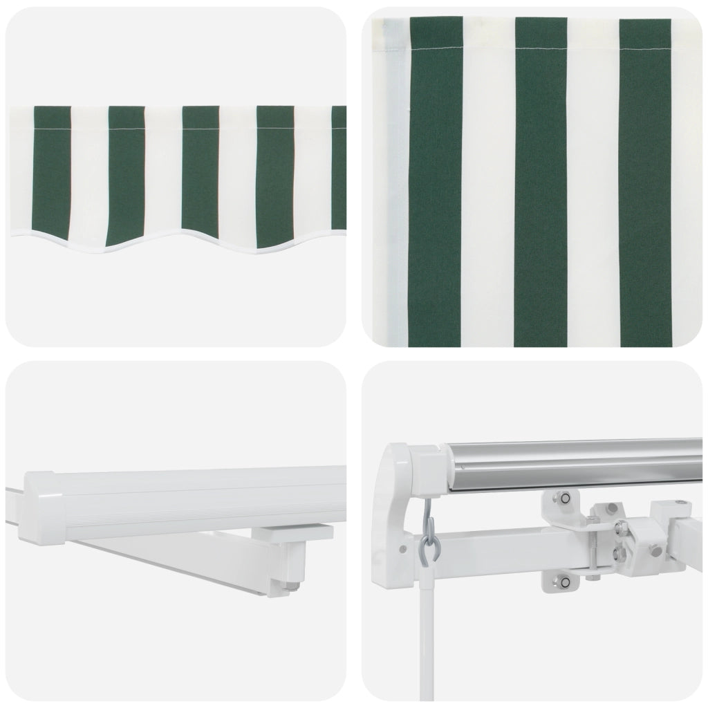 Tenda Manuale Retrattile  con LED Verde e Bianco 450x300 cm