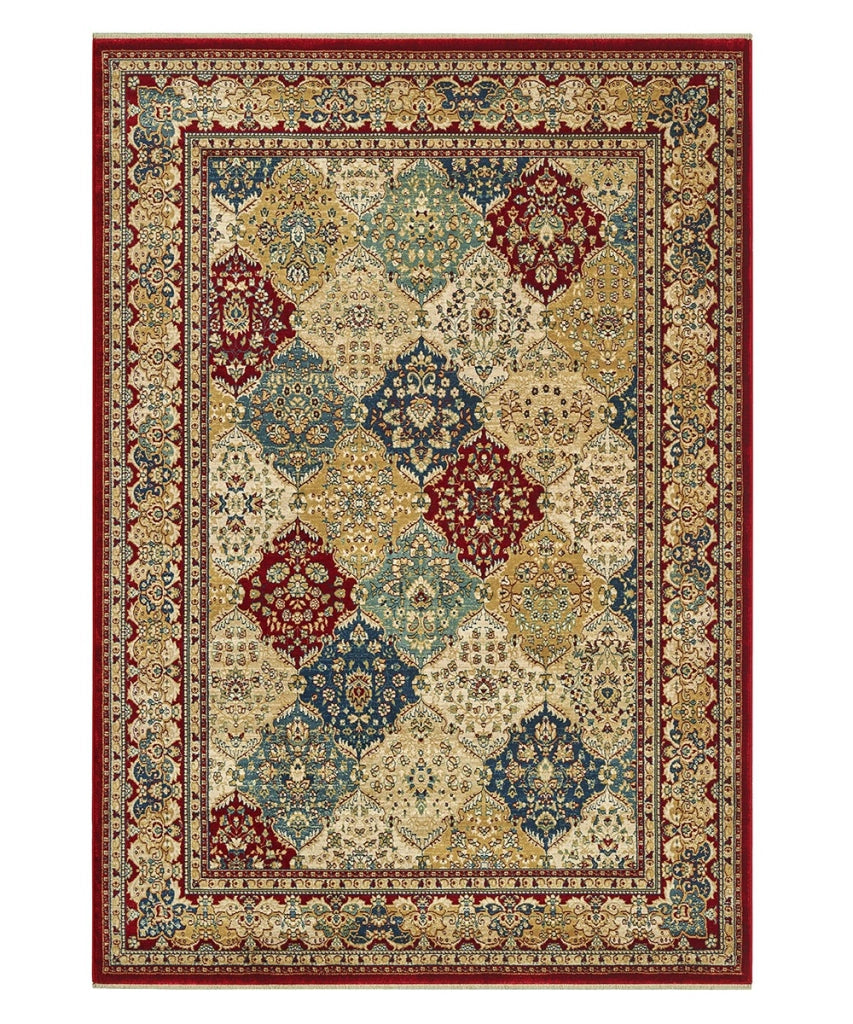 Parure Tappeti KAZAKH 2192 multicolore tris scendiletto (1pz cm.80x150 + 2pz cm.60x120) stile orientale persiano alta qualità con effetto lucente