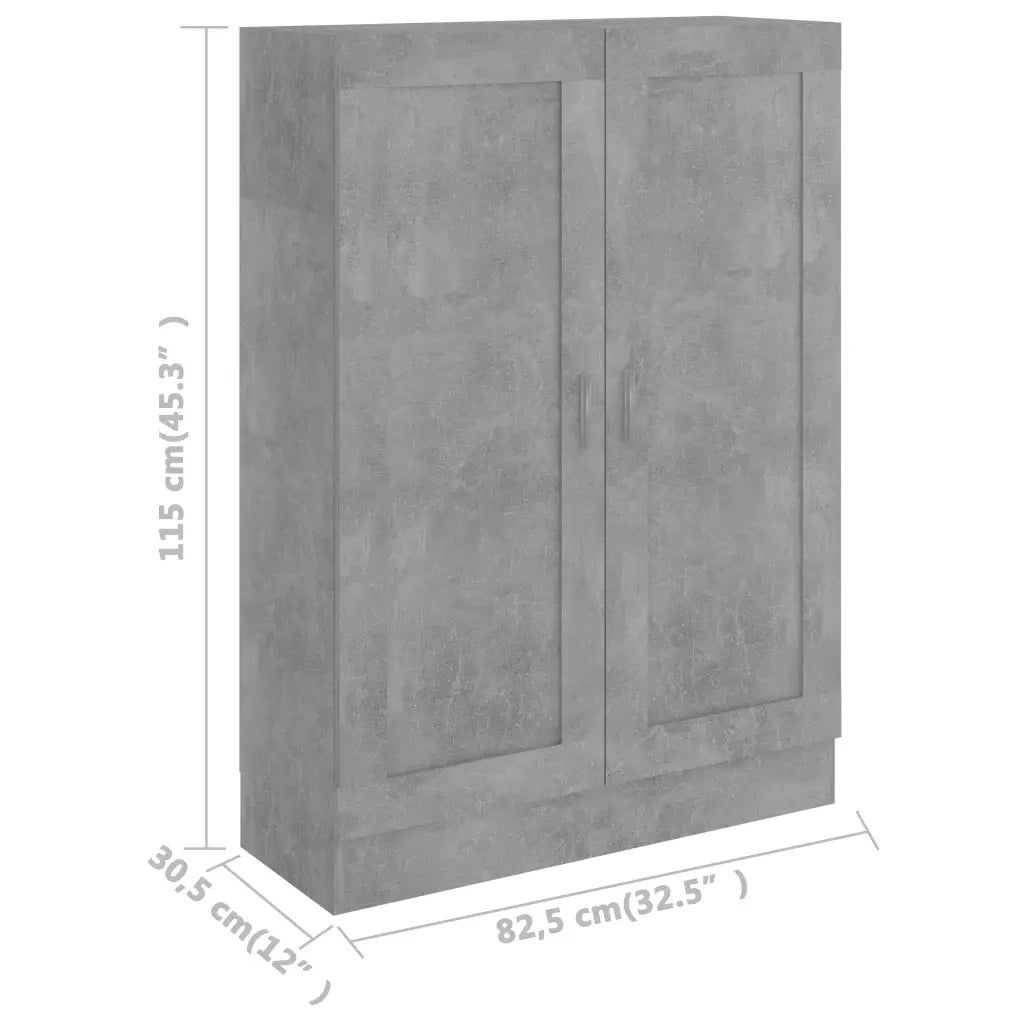 Libreria-Scaffale per Libri-Mobile di Stoccaggio Grigio Cemento 82,5x30,5x115 cm in Legno Multistrato