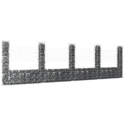 Cesto Gabbione a U con 5 Pali in Ferro 500x20x150 cm 151285