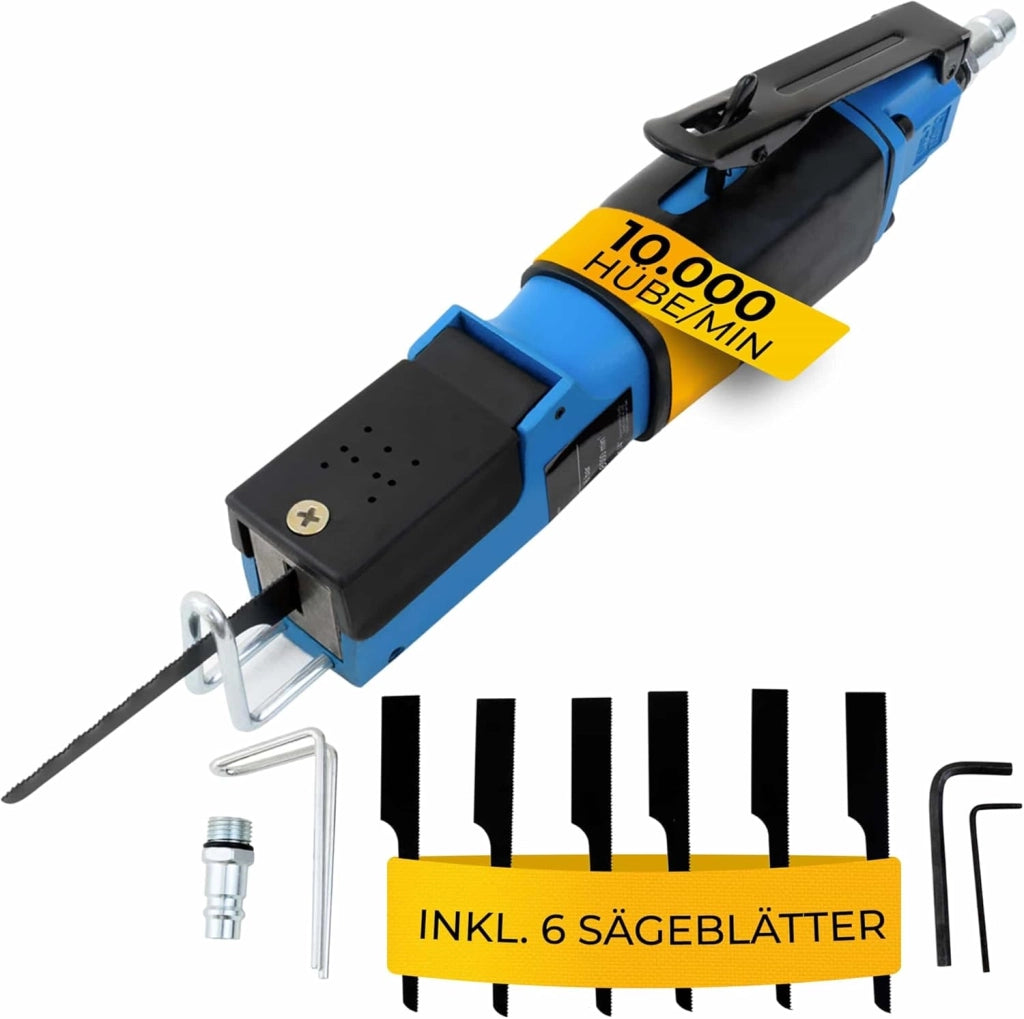 Avvolgitubo per Aria Compressa Tubo 10m 1/4' Sega a Gattuccio + 6 Lame 10.000 U/min