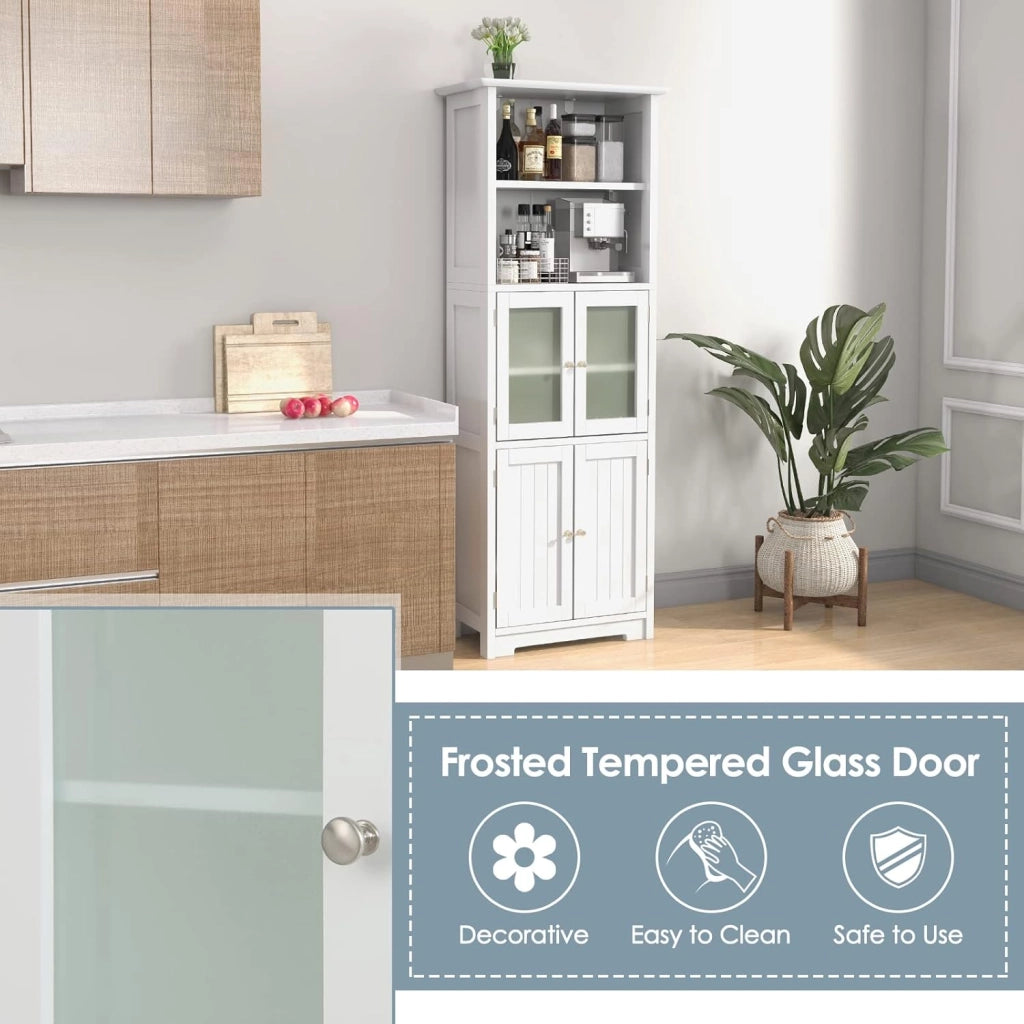 - Armadio Alto per Stoccaggio, Mobile da Bagno con Porta e Ripiano Regolabile, Organizzatore Autoportante da Terra per Camera da Letto, Cucina, Soggiorno, Bianco, 60 x 30 x 163 cm