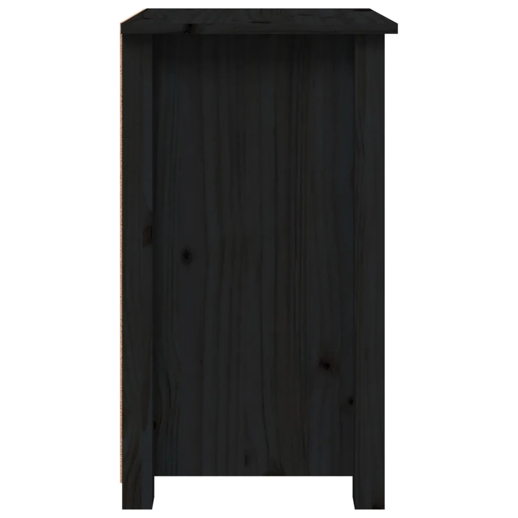 Comodini 2 pz-Set di 2 Tavolino da notte Nera 40x35x61,5 cm in Legno Massello di Pino 318817