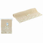 Trade Shop - Asciugamano Bagno Viso Cotone Morbido Decorato 48 X 93cm 180gr Beige Scuro 79509 -