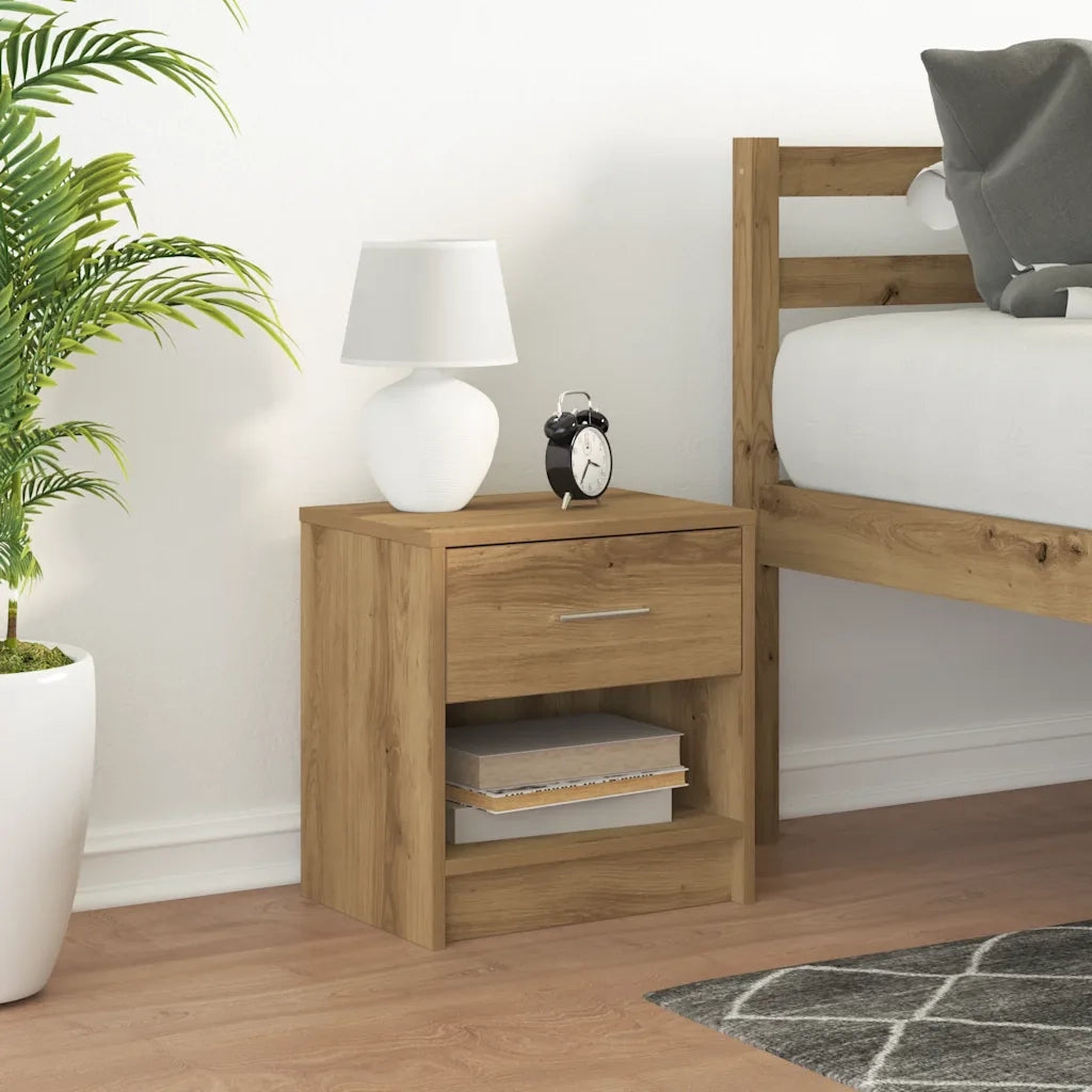 Comodino con Cassetto Rovere Artigianale 39x28x41 cm