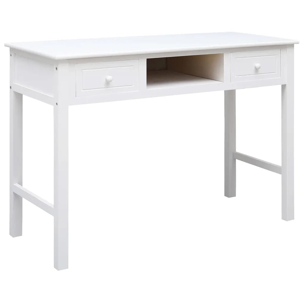 Scrivania Bianca 108x45x76 cm in Legno Massello di Paulownia 338537