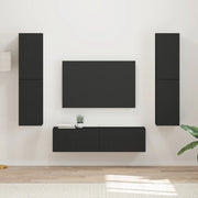 Set mobile TV 6 pz-Credenza per TV Nero Legno multistrato 679568