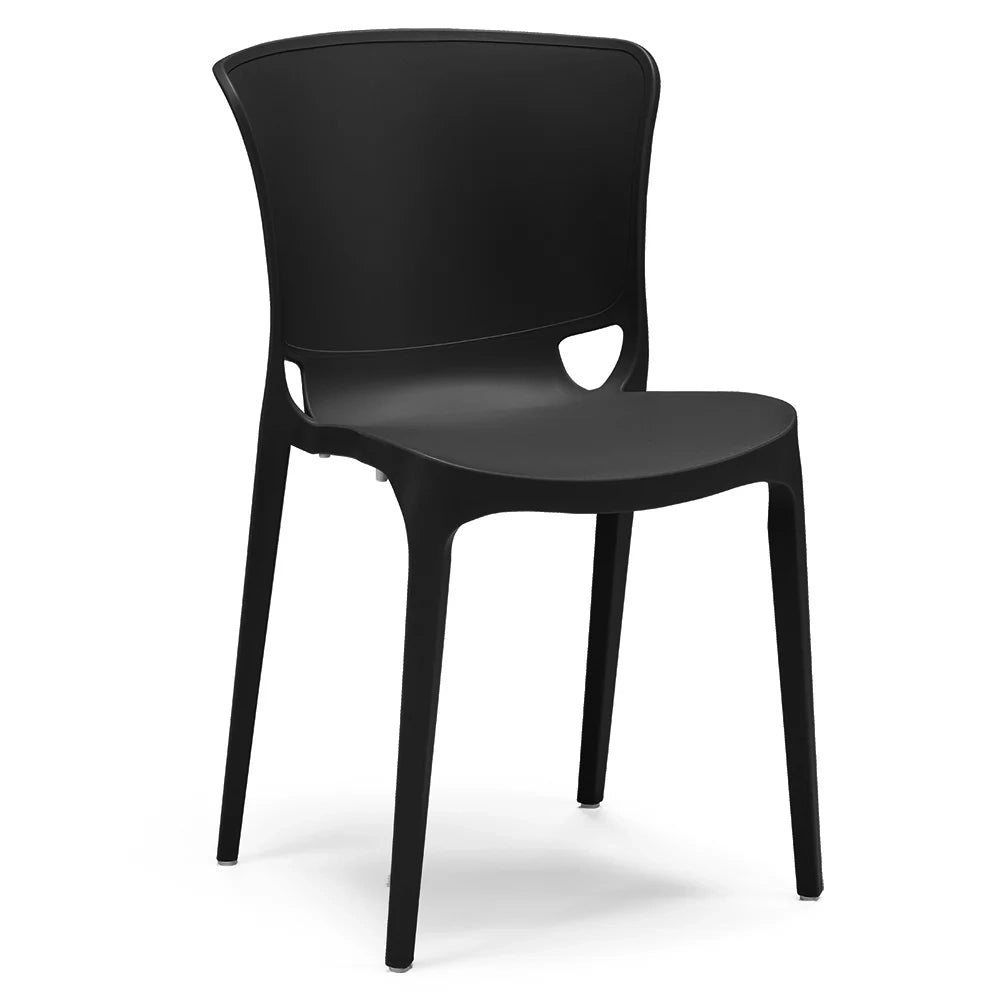 Set 6 sedie in polipropilene JUMBO, 100% MADE IN ITALY, impilabile, resistente ai raggi UV, design moderno, ideale per sala da pranzo, cucina, sala d’attesa, bar, ristoranti o giardino, colore Nero Grafite