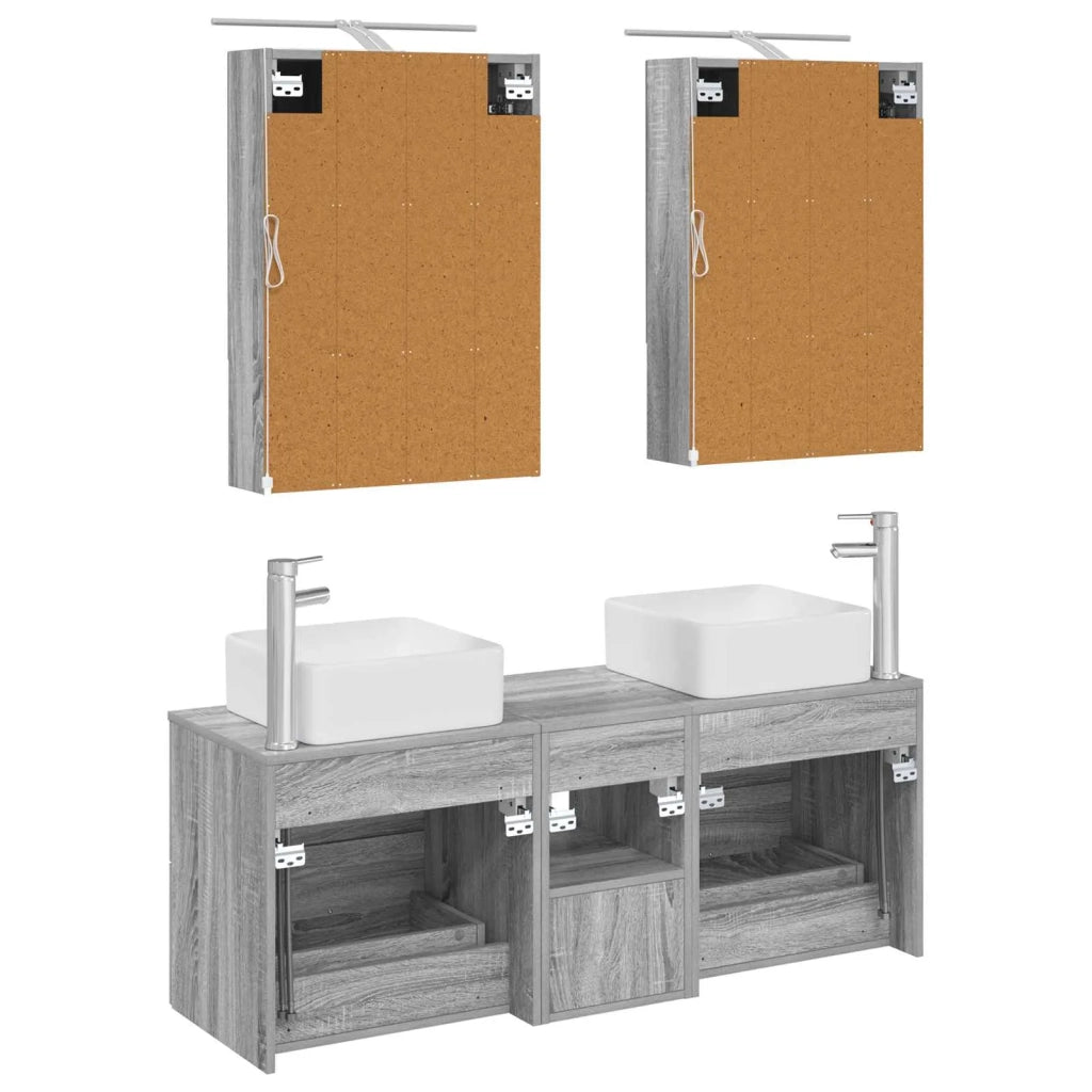 Set di mobili per il bagno 5 pcs Sonoma grigio 3406764