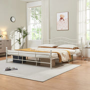 Letto Doppio Florenz in Acciaio con Testiera Alta Decorativa 180 x 200 cm Bianco [en.casa]