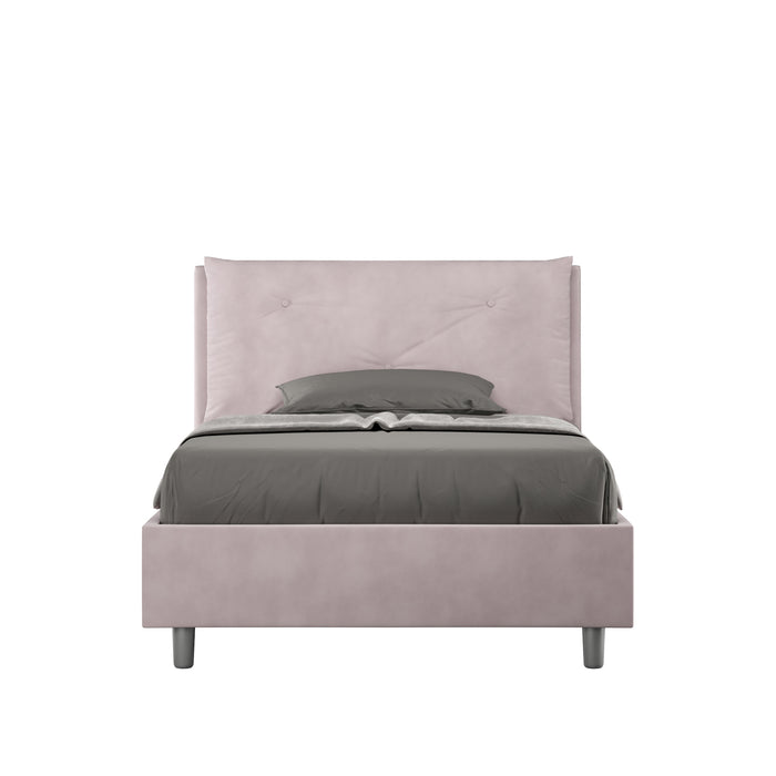 Letto 1 Piazza E Mezzo 120x210 cm con Rete e Contenitore Imbottito in Microfibra Appia Large Glicine