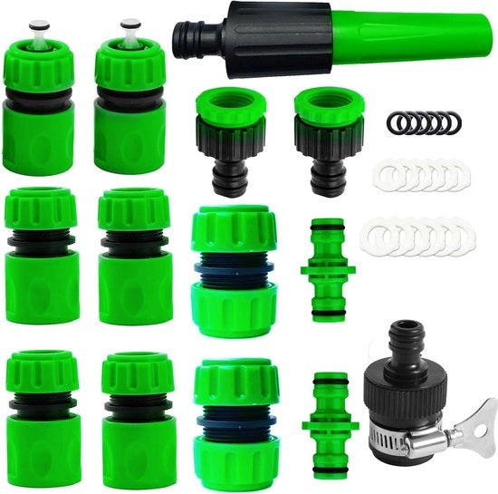 Set di connettori per tubi da giardino Join (1 connettore di ingresso, 1 connettore di miscelazione, 2 connettori di chiusura acqua, 2 connettori di riparazione, 2 connettori maschi doppio, 2 connettori per pompa, 4)