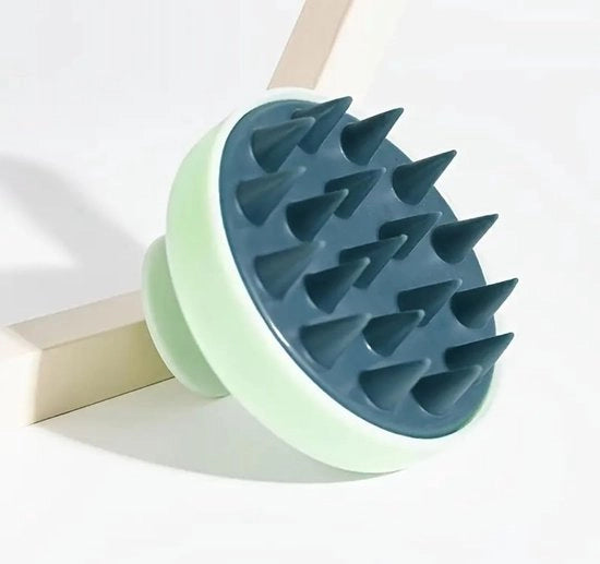 Spazzola per massaggi capelli in silicone, spazzola per shampoo con muso morbido, strumento per la cura dei capelli (verde)
