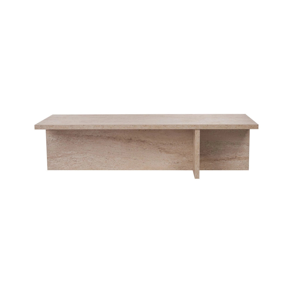Marmorito, Tavolino da Salotto Forma Rettangolare, 120x45x30h cm Bianco Marmo