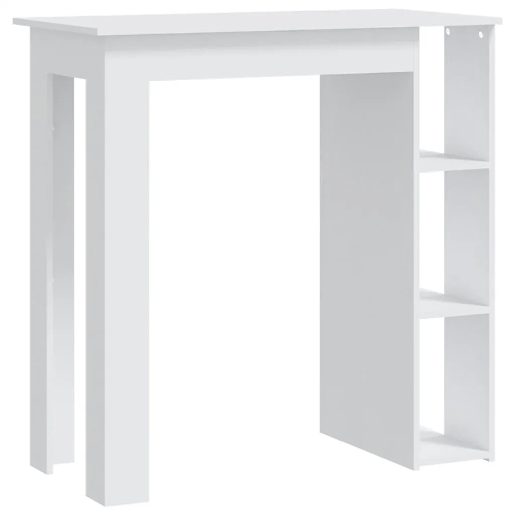 Tavolino da Bar con Ripiani-Tavolino da soggiorno-Tavolo Bianco 102x50x103,5cm in Truciolato