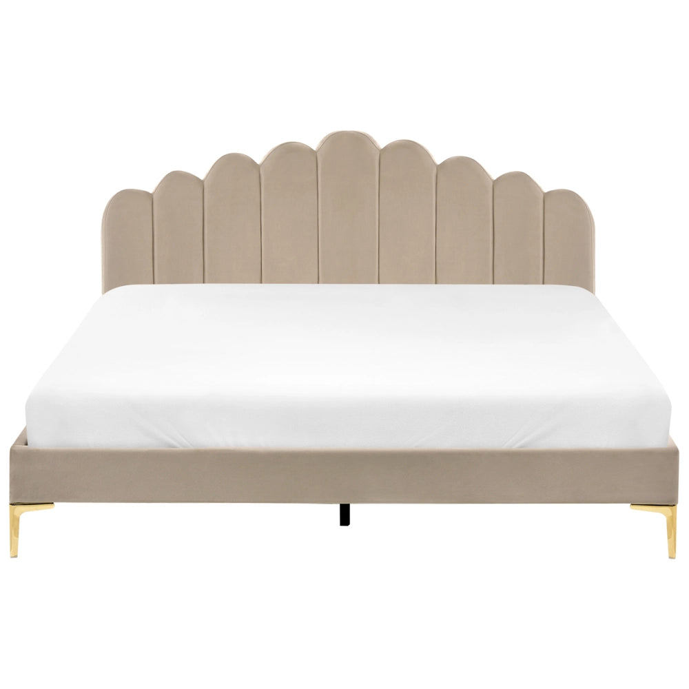 Letto matrimoniale 180 x 200 cm velluto Gambe in metallo tortora con testiera e base a doghe