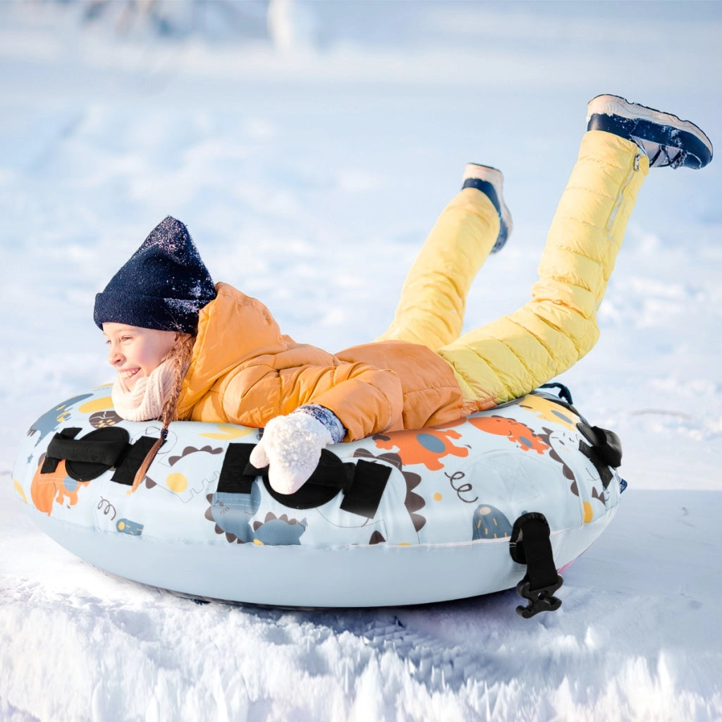Slitta da neve gonfiabile con copertura in poliestere oxford, Slitta gonfiabile da 132cm per bambini e adulti Blu