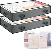 Set di 2 Casse da Sotto Letto Opportune con 4 Borse per Abbigliamento e Maniglia di Supporto
