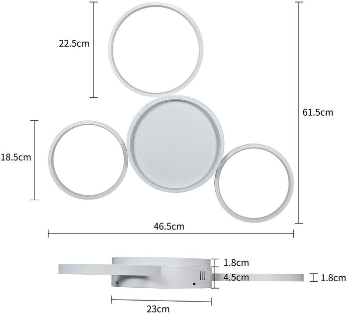 ZMH Lampada da soffitto LED 4 fiamme ad anello telecomando per camera letto