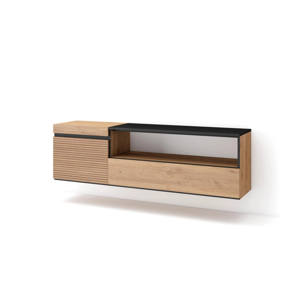 Mobile TV Soggiorno, 150x35x45cm, Per TV fino a 65", da appendere, colore Rovere RF3299