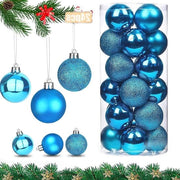 Set di decorazioni natalizie in plastica blu, 24 decorazioni natalizie scintillanti, palline di Natale in plastica non frantumabili da 4 cm.