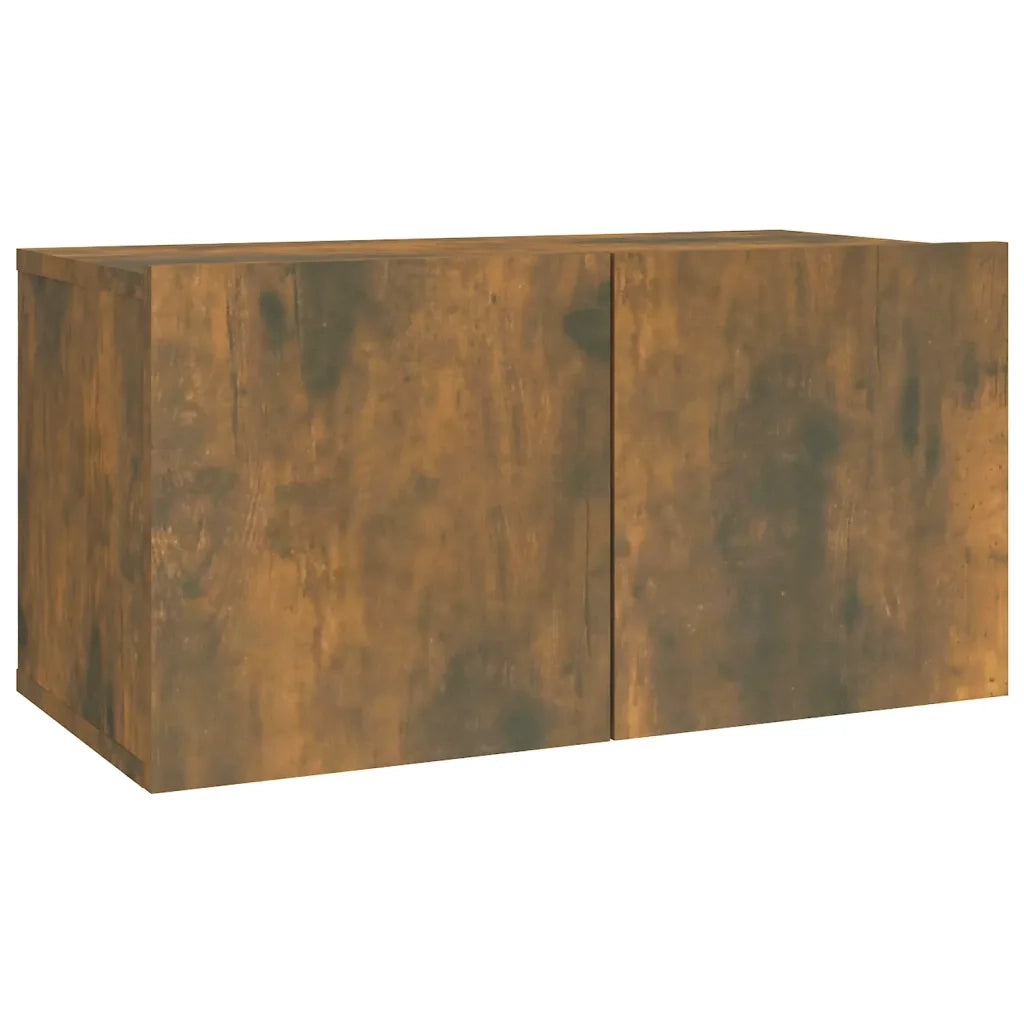 Set Mobili Porta TV 2 pz-Set di 2 Credenza per TV Rovere Fumo in Legno Multistrato 650406