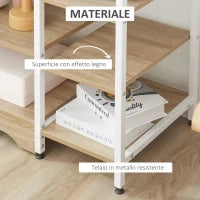 Scaffale da Cucina Basso Salvaspazio Stile Industriale, Mobiletto con 7 Ripiani per Cucina in Metallo e Legno, 90x40x95cm, Bianco