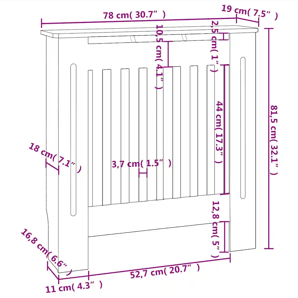 Copertura per Radiatore Bianca in Legno Multistrato 78 cm CFW5675037
