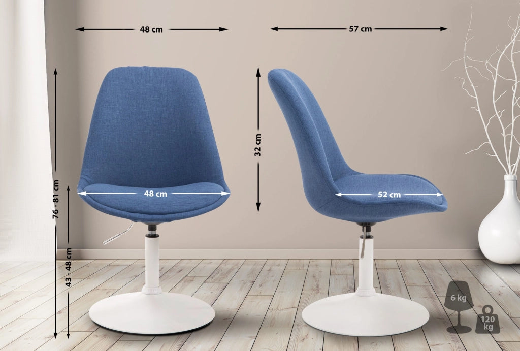 Sedia da pranzo MAVERICK in tessuto blu,bianco